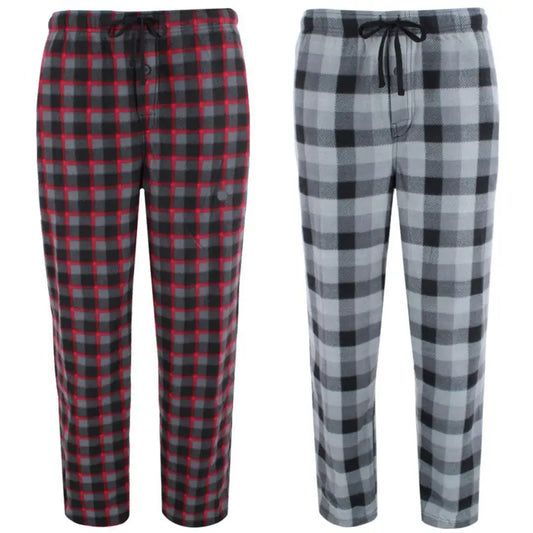 Fruit of the Loom Men's Big & Tall 2-Pack Plush Classic Checked Polyester Fabric Flannel Pajama Pants
