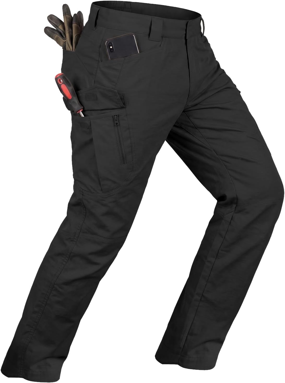 whox Men's Work Cargo Pants Tactical Hiking Casual Water Resistant Ripstop Trousers for Outdoor with 6 Pockets(No Belt)