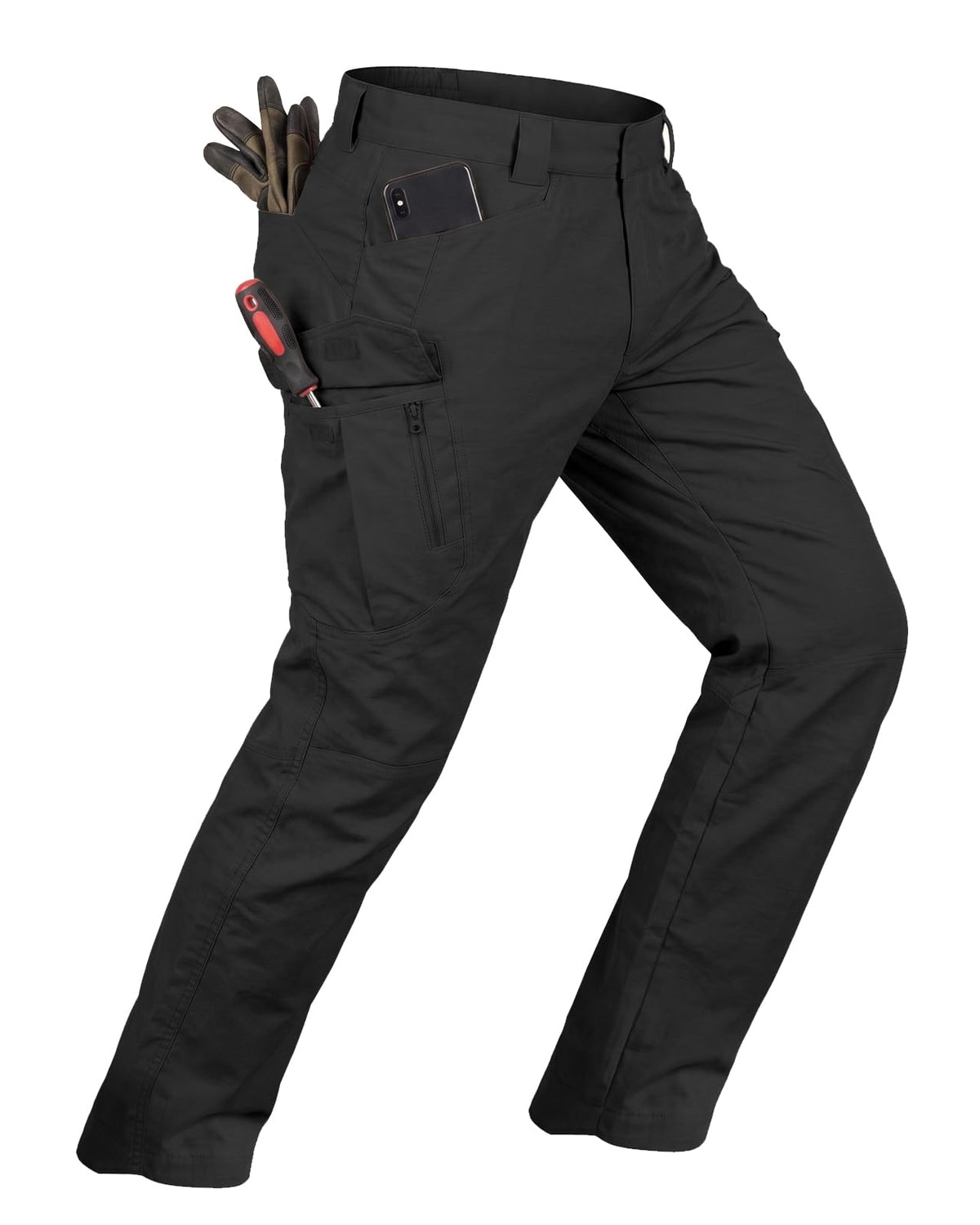whox Men's Work Cargo Pants Tactical Hiking Casual Water Resistant Ripstop Trousers for Outdoor with 6 Pockets(No Belt)