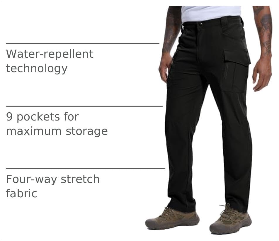 Men's Hiking Pants Breathable Summer Lightweight Tactical Cargo Stretch Quick Dry Fit Straight Leg Pants Airsoft Clothes