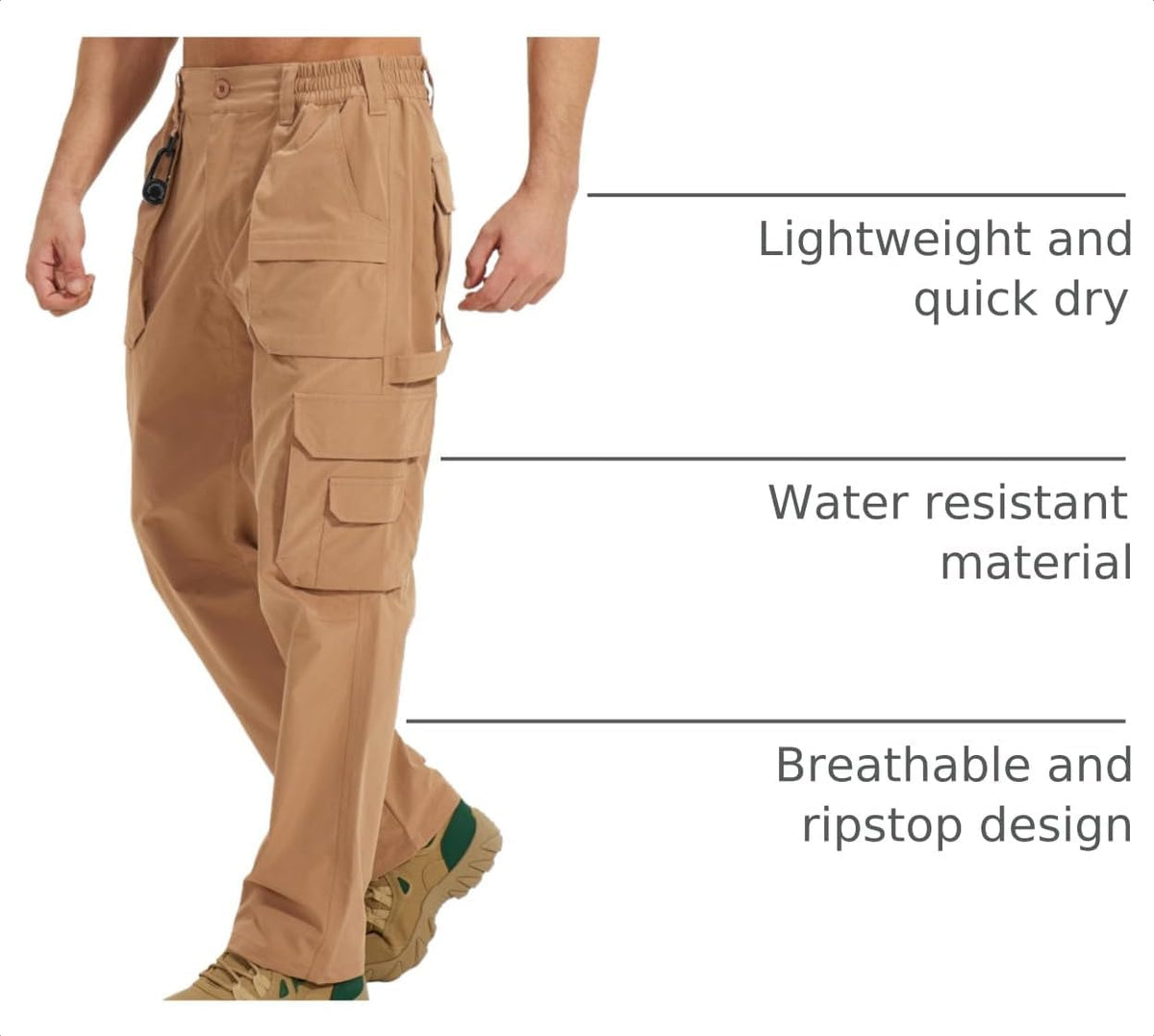 MOURCE Work Pants for Men Lightweight Cargo Work Pants Breathable 9 Pockets