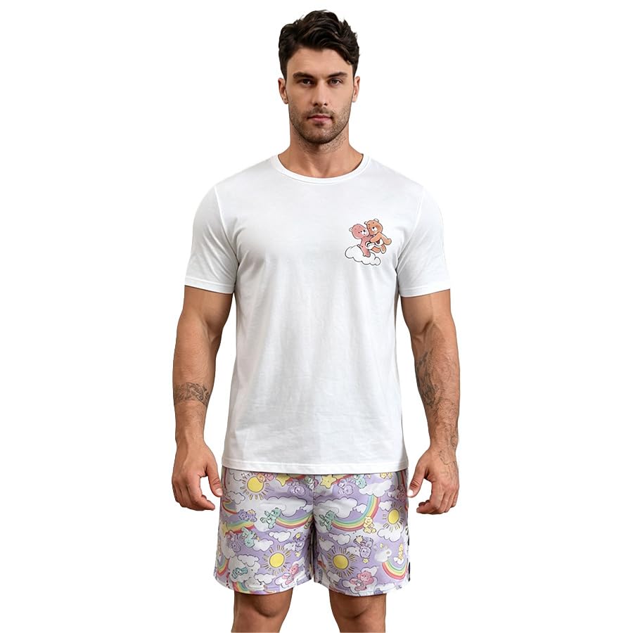 Men's Summer Pajama Set - Short Sleeve Top & Shorts Lounge Wear