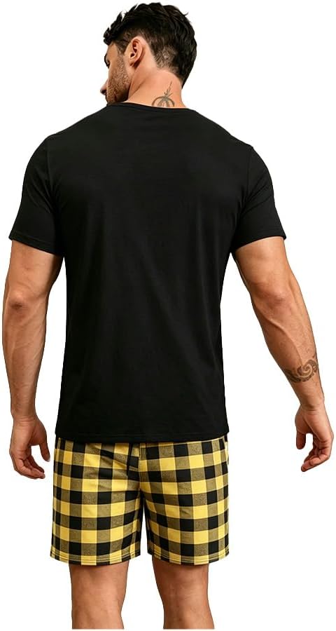 Men's Summer Pajama Set - Short Sleeve Top & Shorts Lounge Wear