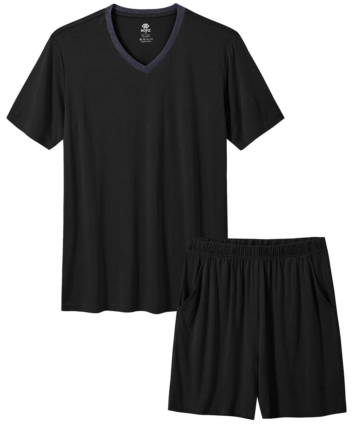 MoFiz Mens Pajamas Set Short Sleeve PJ's Sleep Lounge Sleepwear Cool Pyjama Summer Sets Comfortable Lightweight
