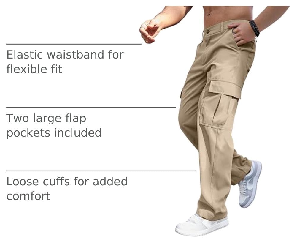 Comdecevis Men's Casual Cargo Pants Relaxed Fit Work Pants