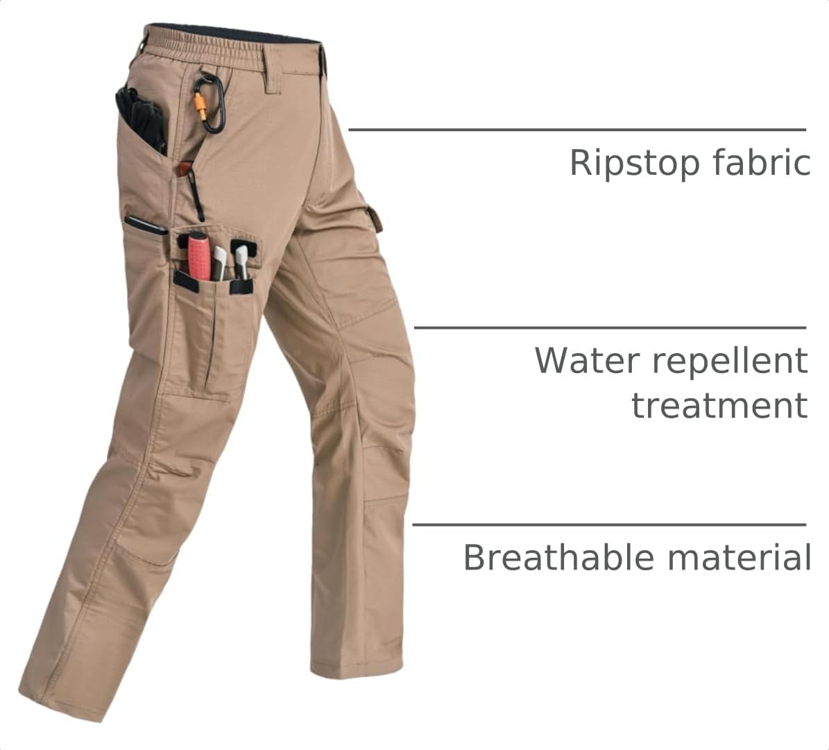 Mens Cargo Pants Ripstop Breathable Tactical Hiking Pants with 7 Pockets