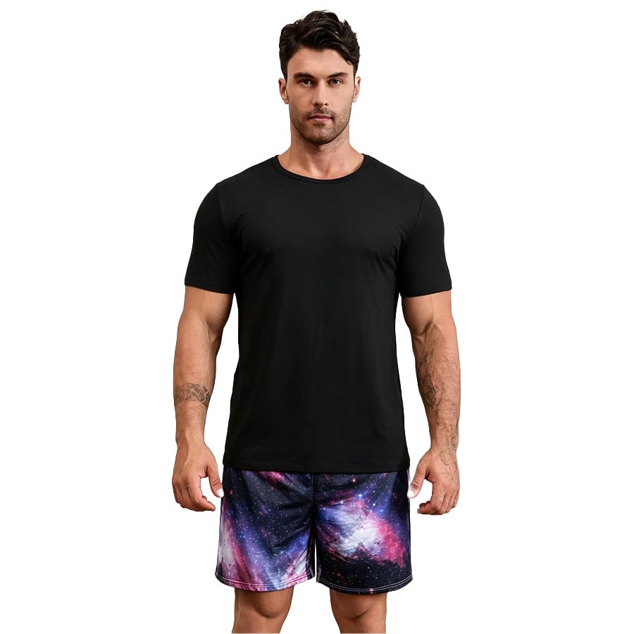 Men's Summer Pajama Set - Short Sleeve Top & Shorts Lounge Wear
