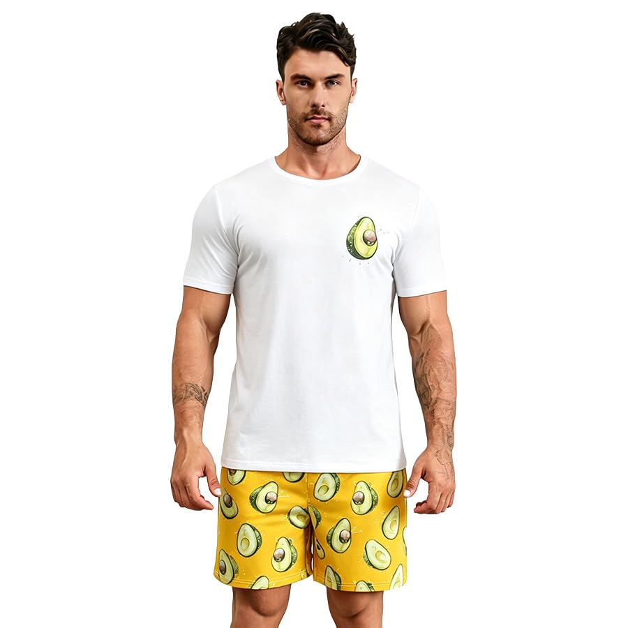 Men's Summer Pajama Set - Short Sleeve Top & Shorts Lounge Wear