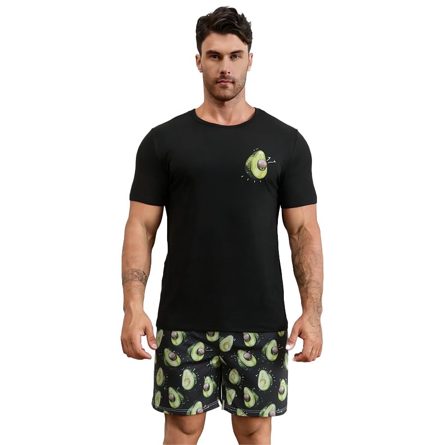 Men's Summer Pajama Set - Short Sleeve Top & Shorts Lounge Wear