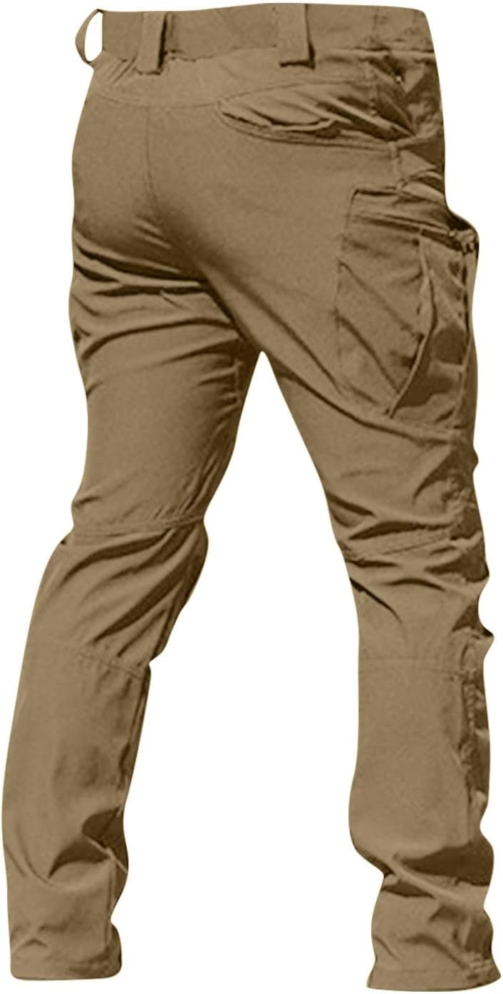 Mens Cargo Pants Water Resistant Relaxed Fit Hiking Work Pants Multi Pockets Ripstop Flex Baggy Camo Tactical Pant