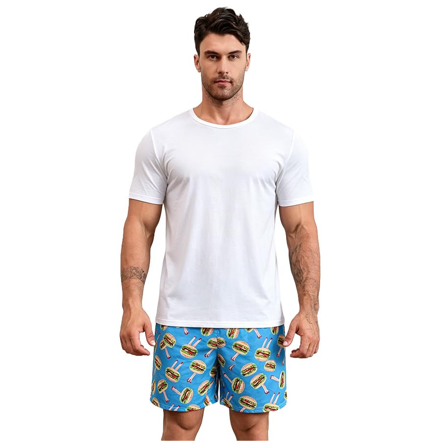Men's Summer Pajama Set - Short Sleeve Top & Shorts Lounge Wear