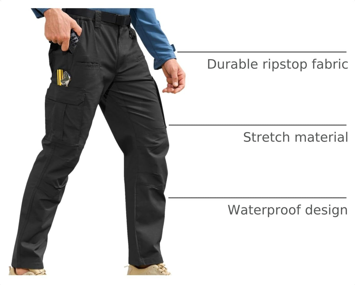 MOURCE Tactical Pants for Men Stretch Cargo Ripstop Waterproof Work Outdoor