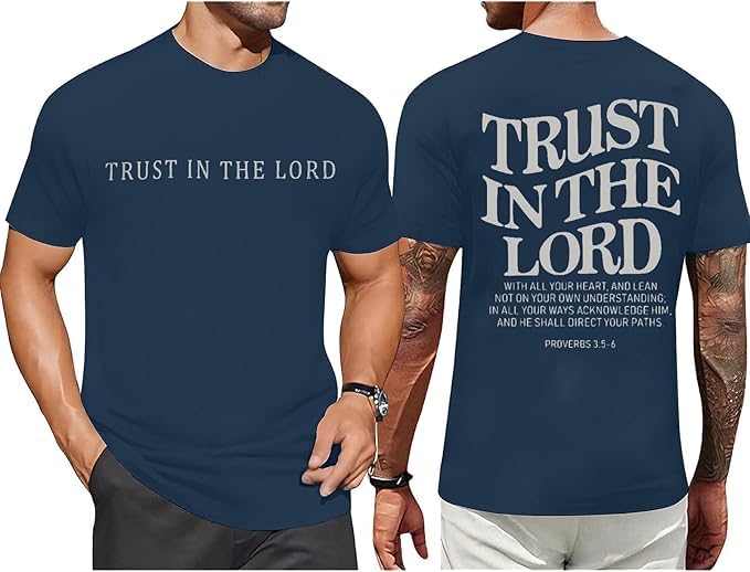 Men Faith Over Fear Christian Cross Graphic Short Sleeve T-Shirt