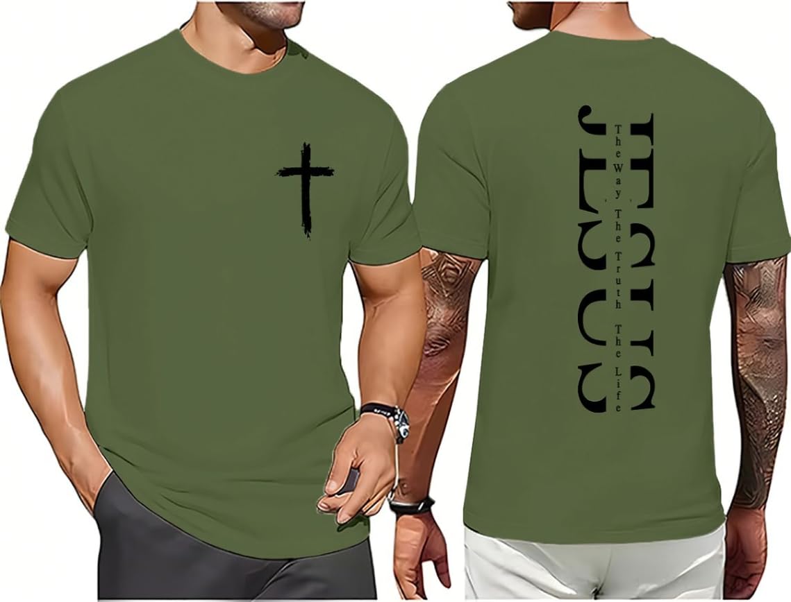 Christian Shirts for Men Jesus Cross Casual Tops