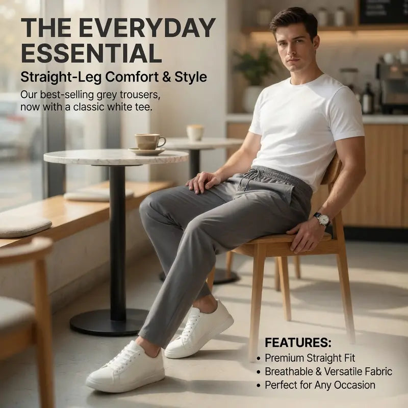 Men's 3-Pack Ice Silk Cooling Pants - Menswear, Classic, Stretch, Thin, Breathable, Wrinkle-Resistant, Quick-Dry Straight-Leg Casual Pants for Daily & Outdoor Occasions