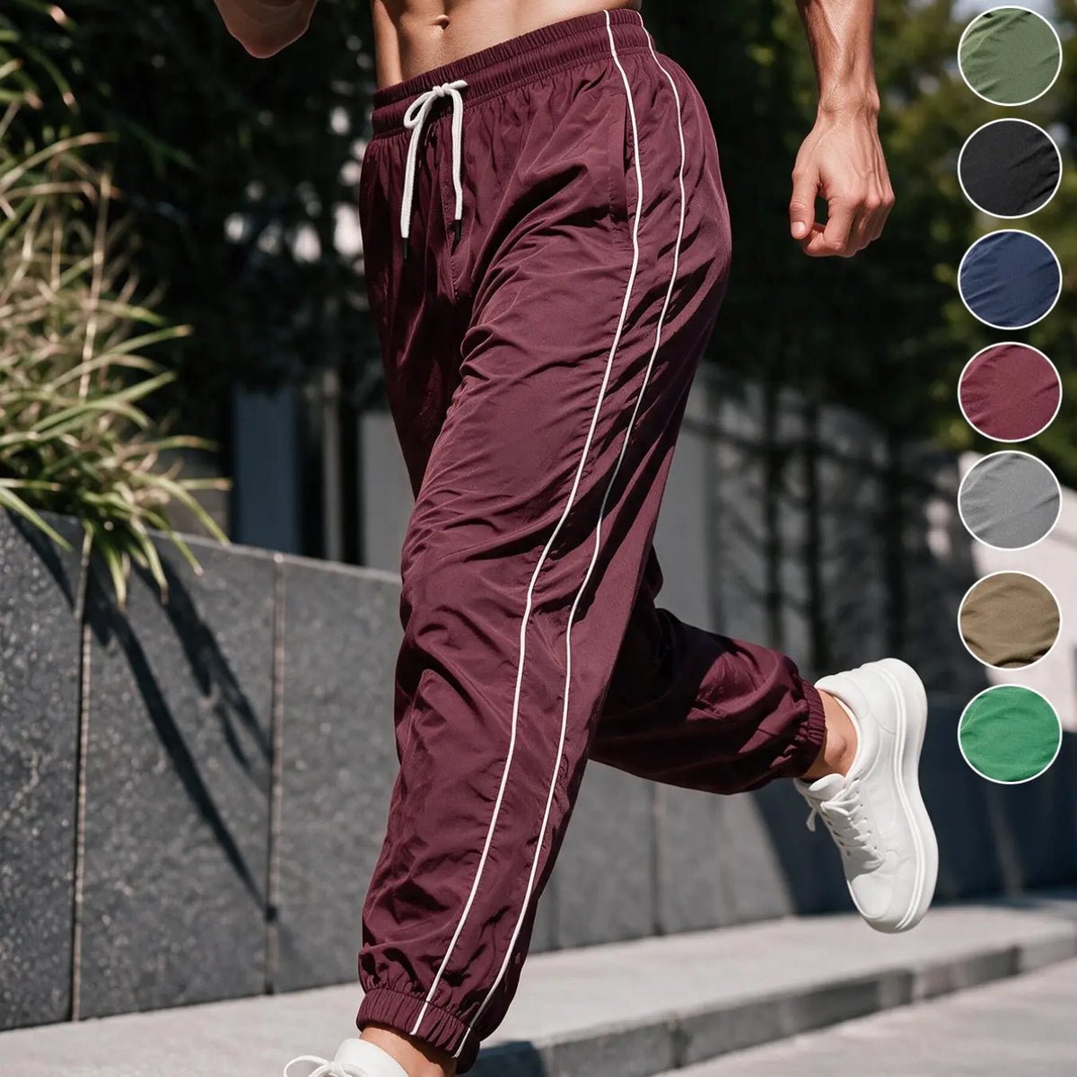 Men's Loose-Fit Casual Pants with Drawstring Waist, H-Type Silhouette, Long/regular Length, Ideal for Spring & Fall Outdoor Activities