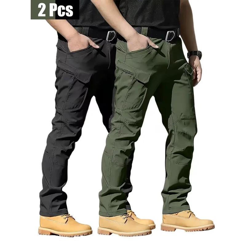 2PCS Men’s Tactical Pants – Stretch Waterproof Fabric, Durable Cargo Pants for Hiking, Casual Wear & Work, Multiple Pockets (No Belt)