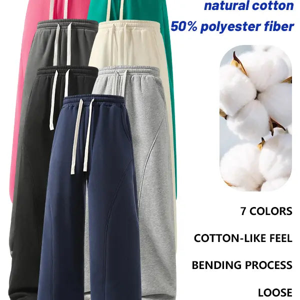Men's Fleece Thermal Lined Sweatpants  Oversize Drawstring Waist Casual Loose Pants for Fall Winter School Season Daily Wear Stylish Menswear
