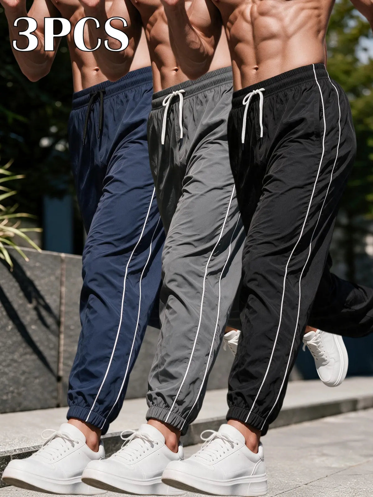 Men's Loose-Fit Casual Pants with Drawstring Waist, H-Type Silhouette, Long/regular Length, Ideal for Spring & Fall Outdoor Activities
