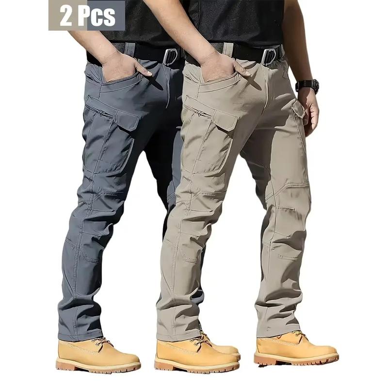 2PCS Men’s Tactical Pants – Stretch Waterproof Fabric, Durable Cargo Pants for Hiking, Casual Wear & Work, Multiple Pockets (No Belt)