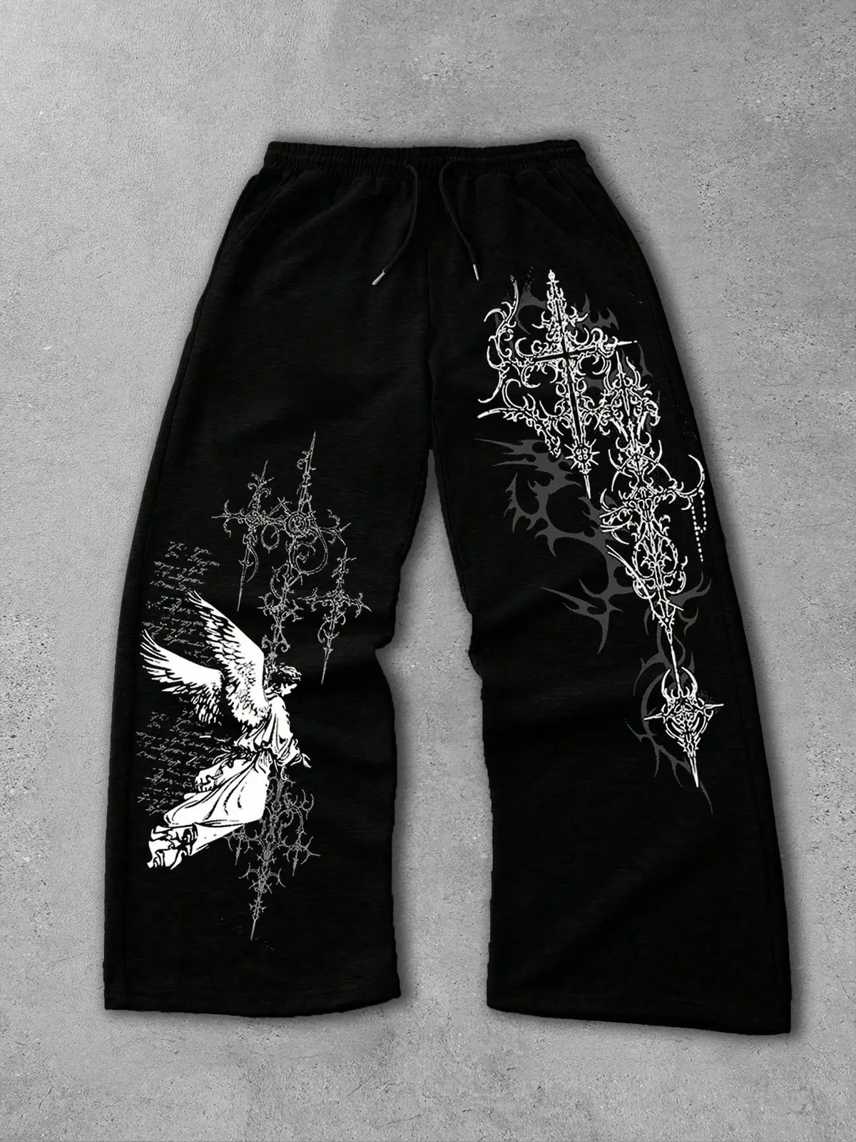 Men's Straight-Leg Long Pants with Gothic Print, Casual Fashion Bottoms, Comfortable and Stylish, Perfect for Daily Wear
