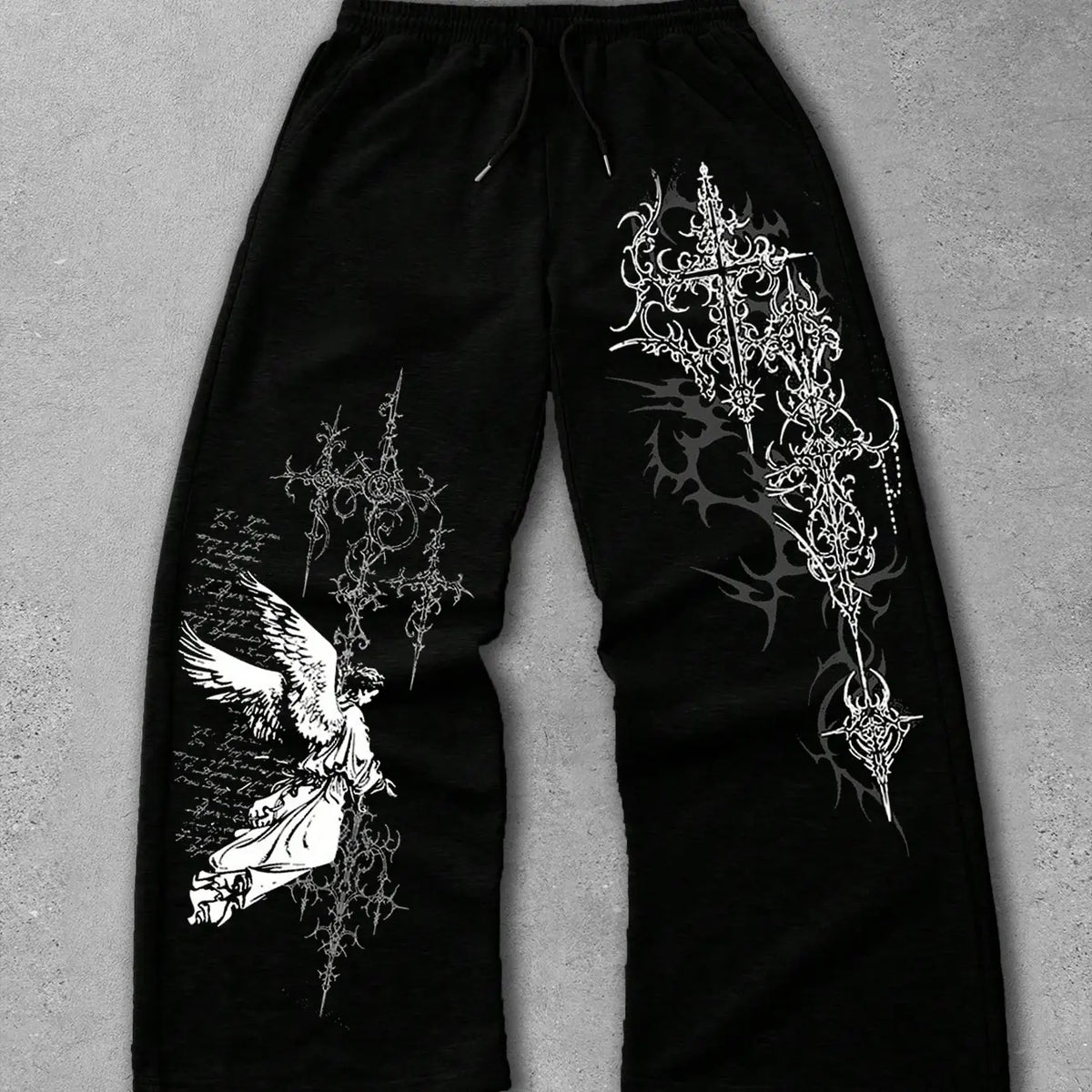 Men's Straight-Leg Long Pants with Gothic Print, Casual Fashion Bottoms, Comfortable and Stylish, Perfect for Daily Wear