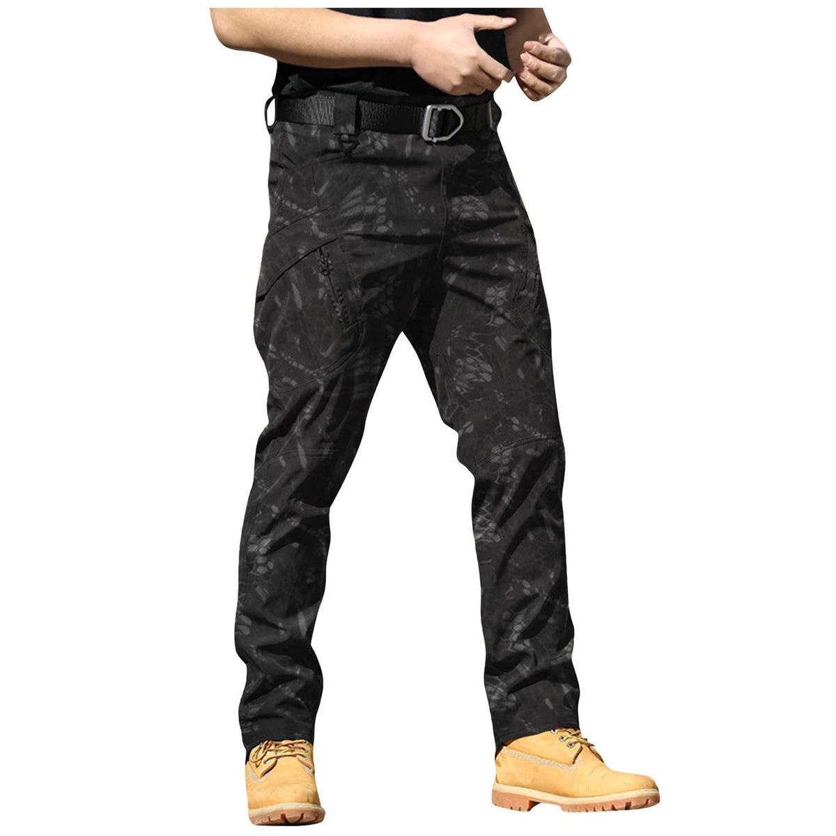 Mens Cargo Pants Water Resistant Relaxed Fit Hiking Work Pants Multi Pockets Ripstop Flex Baggy Camo Tactical Pant