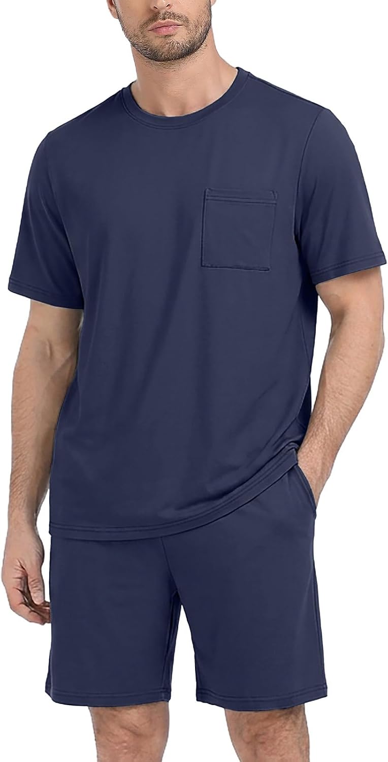 PrinStory Couples Pajamas Set Shirts and Shorts Summer Comfy Lounge Family