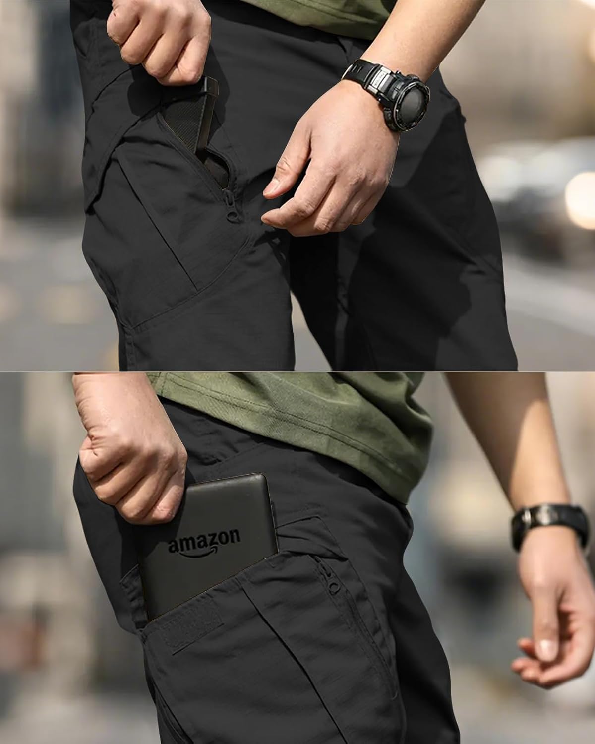 whox Men's Work Cargo Pants Tactical Hiking Casual Water Resistant Ripstop Trousers for Outdoor with 6 Pockets(No Belt)