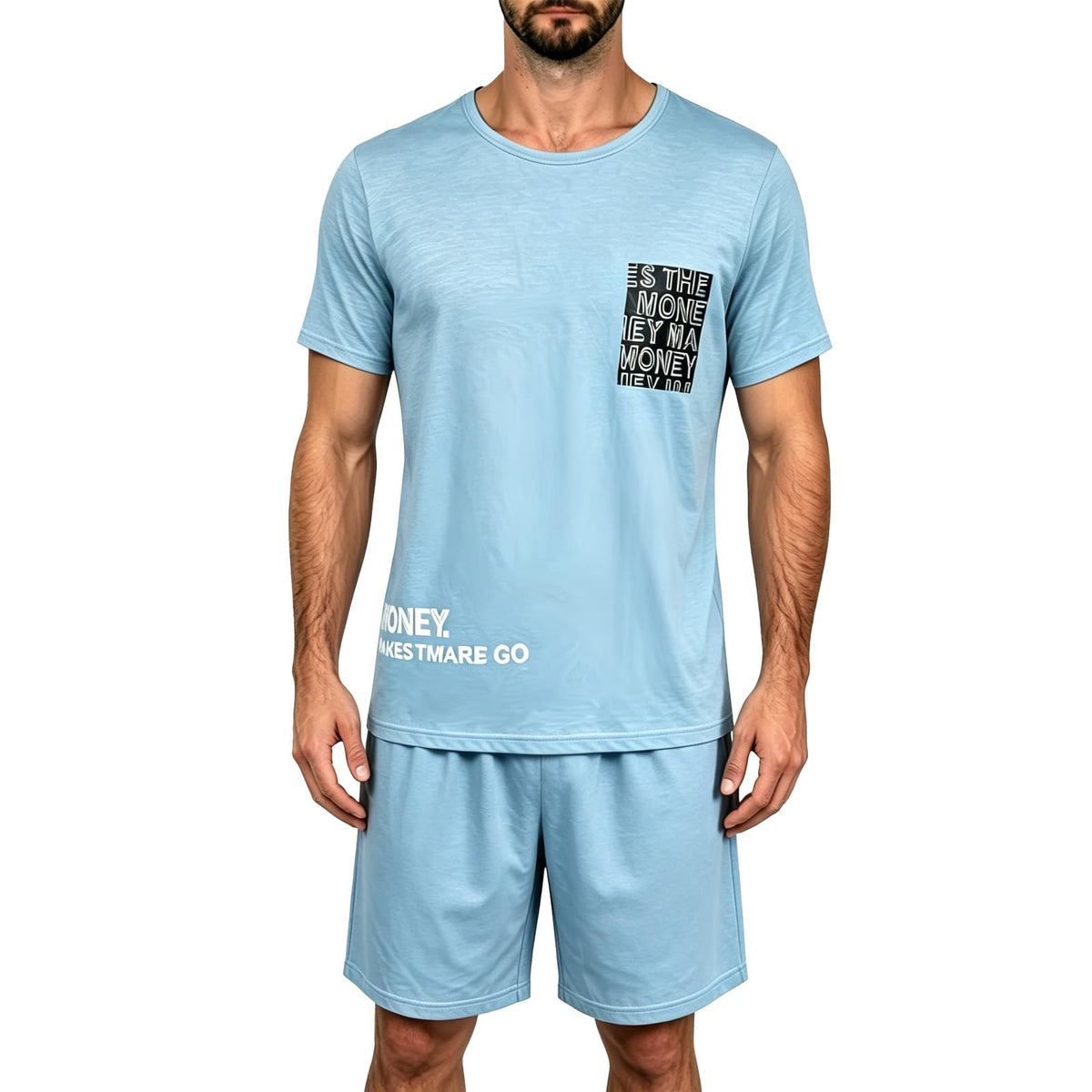Men's Summer Pajama Set - Short Sleeve & Shorts Lounge Wear