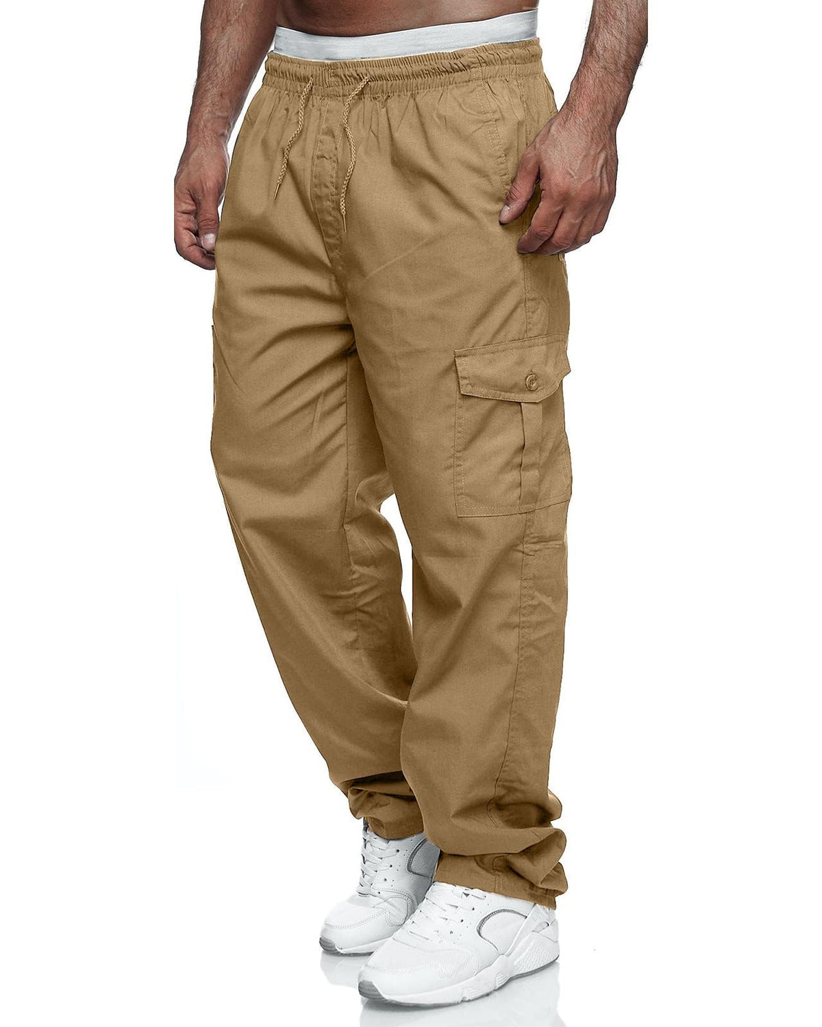 Men's Cargo Pants Relaxed Fit Sweatpants Drawstring Waist Trousers