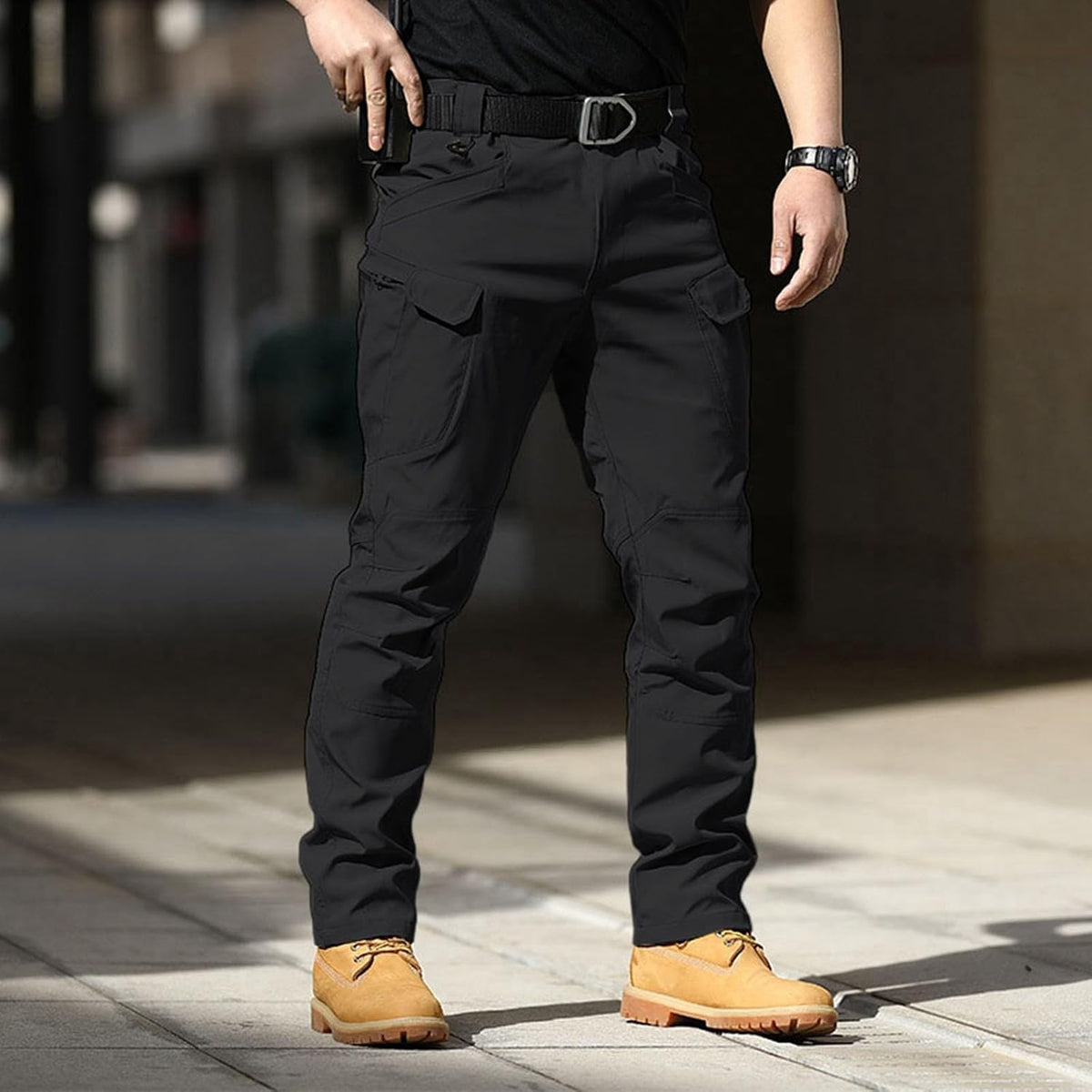 S-4XL Work Pants for Men Stretch Tactical Hiking Cargo Pant with Multi Pockets Casual Waterproof (No Belt)
