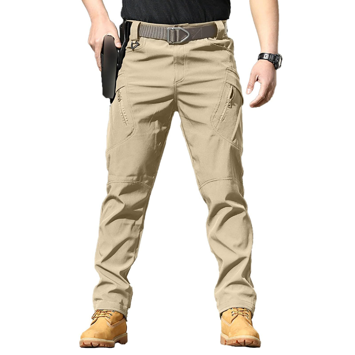 S-4XL Work Pants for Men Stretch Tactical Hiking Cargo Pant with Multi Pockets Casual Waterproof (No Belt)