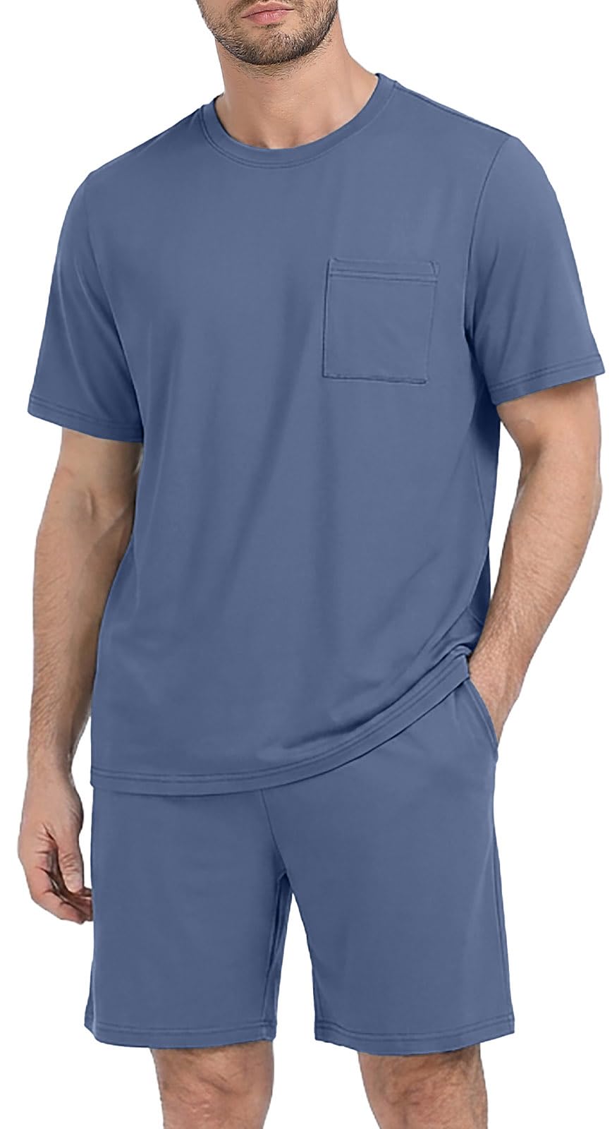 PrinStory Couples Pajamas Set Shirts and Shorts Summer Comfy Lounge Family