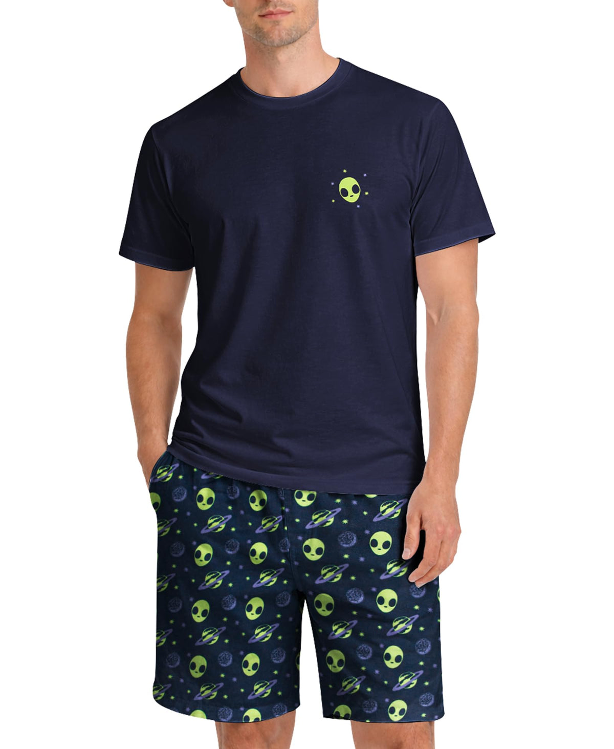 Yoimira Mens Soft Pajama Set Short/Long Sleeve 2 Piece PJs with Pockets