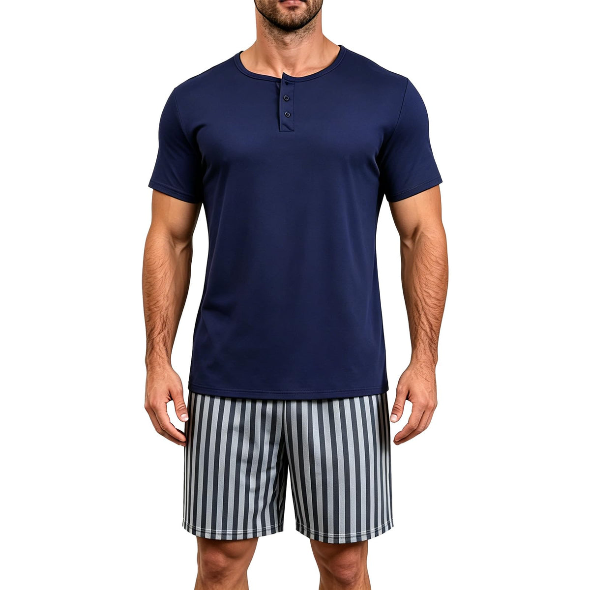 Men's Summer Pajama Set - Short Sleeve & Shorts Lounge Wear