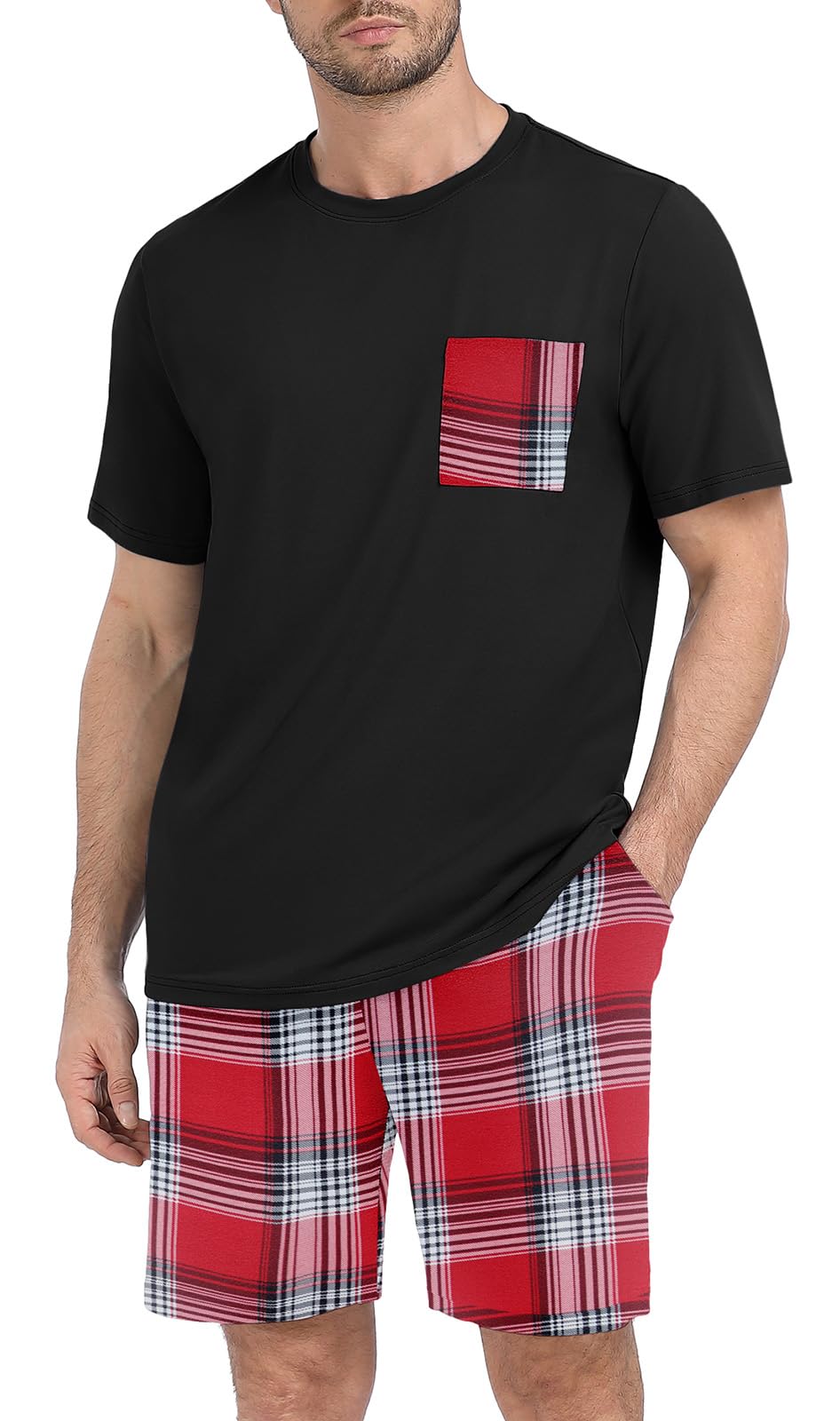 PrinStory Couples Pajamas Set Shirts and Shorts Summer Comfy Lounge Family
