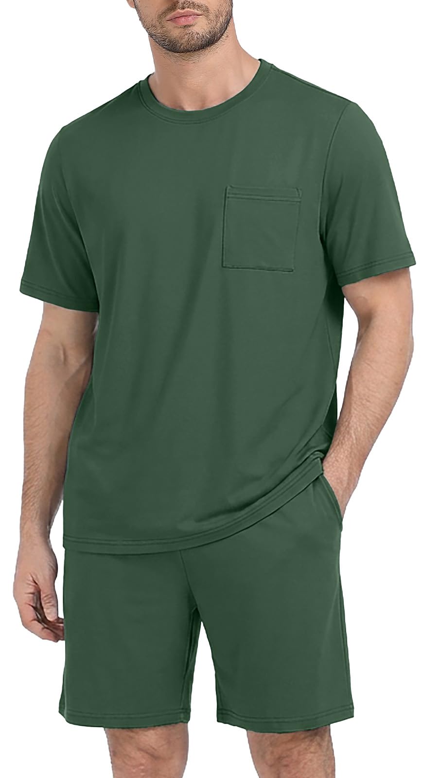PrinStory Couples Pajamas Set Shirts and Shorts Summer Comfy Lounge Family