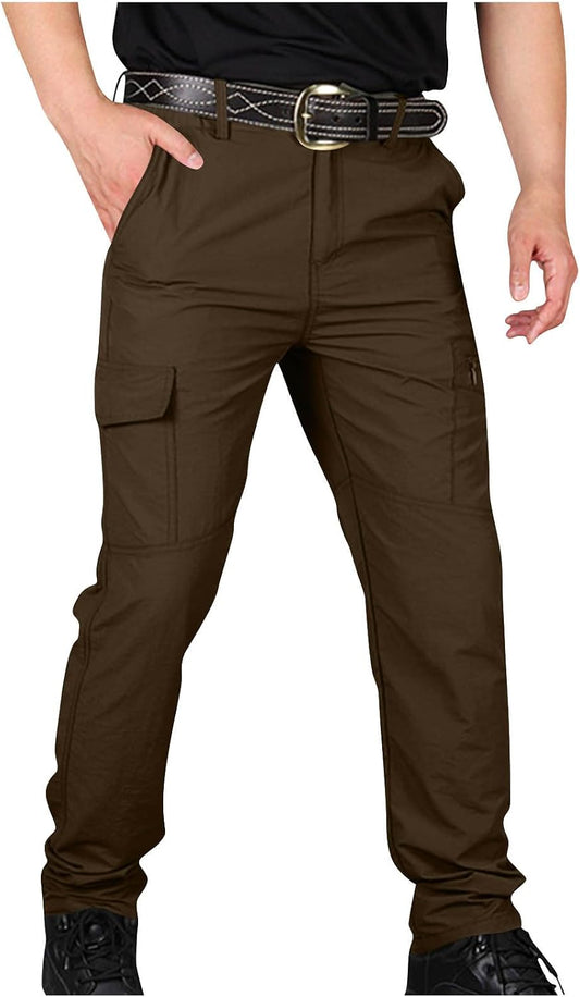 Men's Tactical Cargo Pants Straight Leg Ripstop Hiking Climbing Sweatpants Waterproof Mens Outdoor Work Multic-Pocket