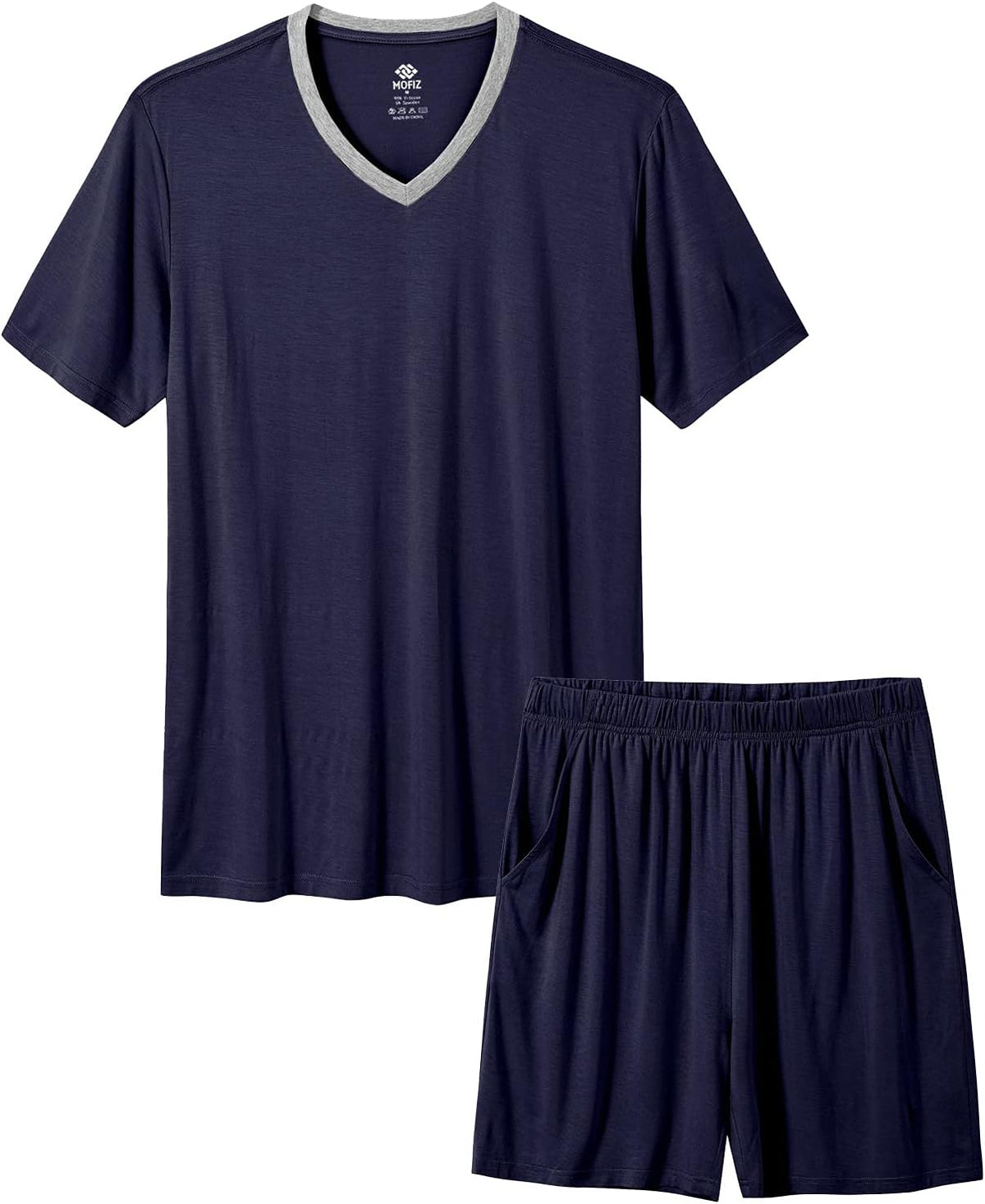 MoFiz Mens Pajamas Set Short Sleeve PJ's Sleep Lounge Sleepwear Cool Pyjama Summer Sets Comfortable Lightweight