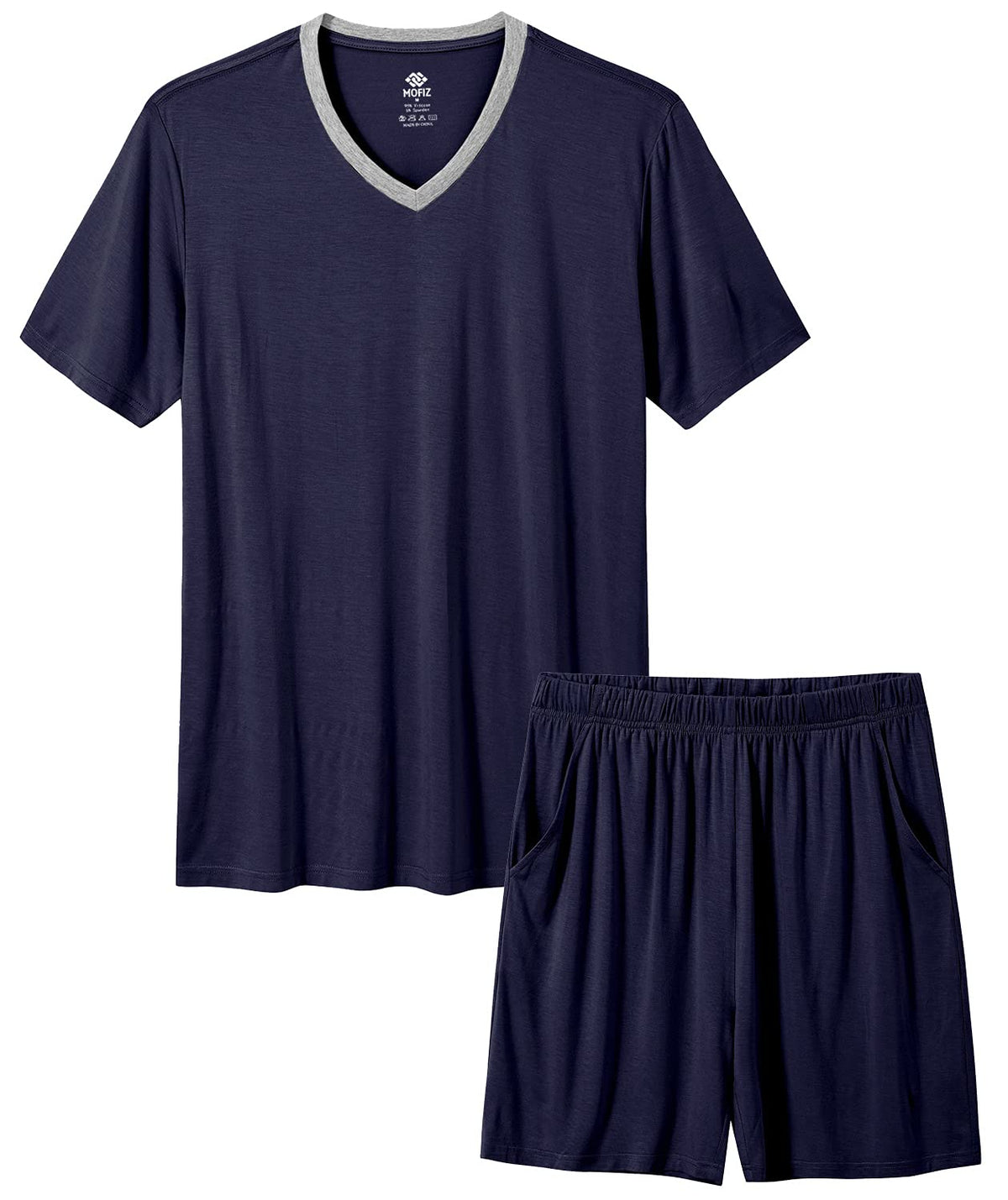 MoFiz Mens Pajamas Set Short Sleeve PJ's Sleep Lounge Sleepwear Cool Pyjama Summer Sets Comfortable Lightweight