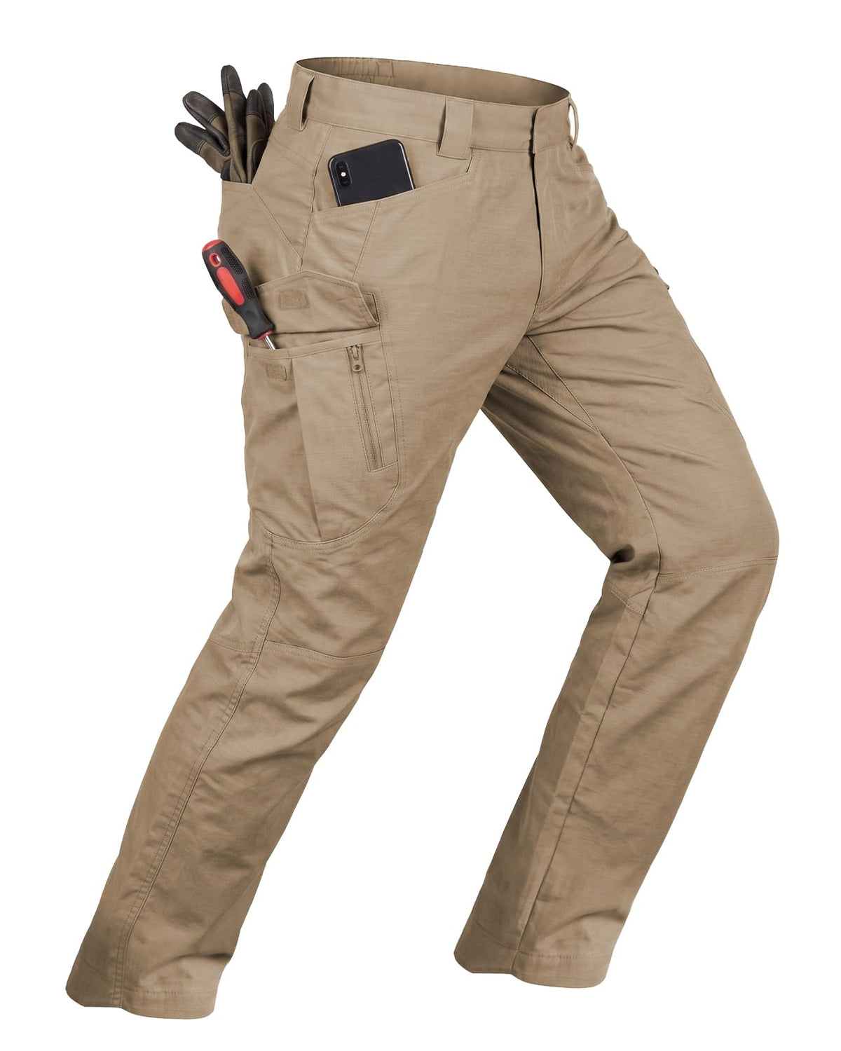 whox Men's Work Cargo Pants Tactical Hiking Casual Water Resistant Ripstop Trousers for Outdoor with 6 Pockets(No Belt)
