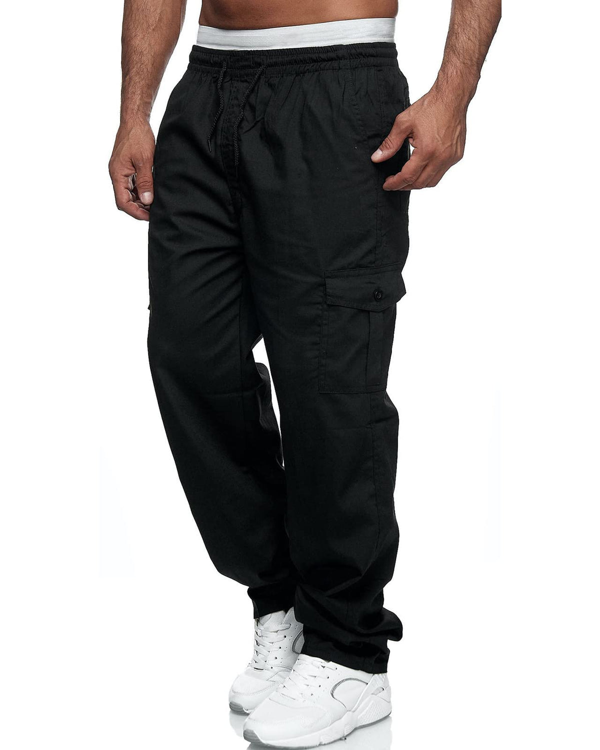 Men's Cargo Pants Relaxed Fit Sweatpants Drawstring Waist Trousers