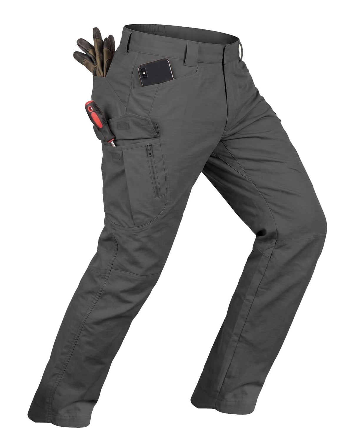 whox Men's Work Cargo Pants Tactical Hiking Casual Water Resistant Ripstop Trousers for Outdoor with 6 Pockets(No Belt)