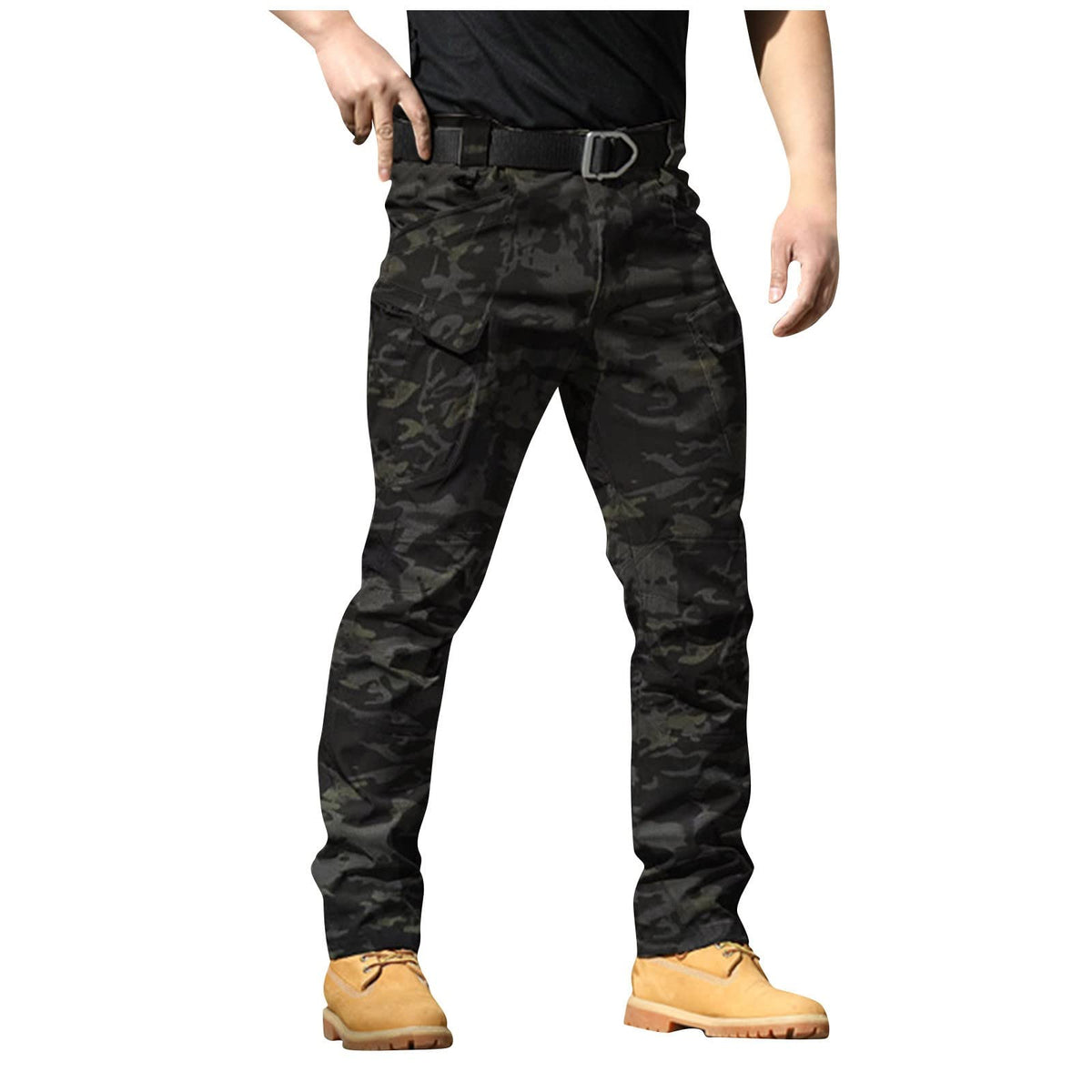 Mens Cargo Pants Water Resistant Relaxed Fit Hiking Work Pants Multi Pockets Ripstop Flex Baggy Camo Tactical Pant