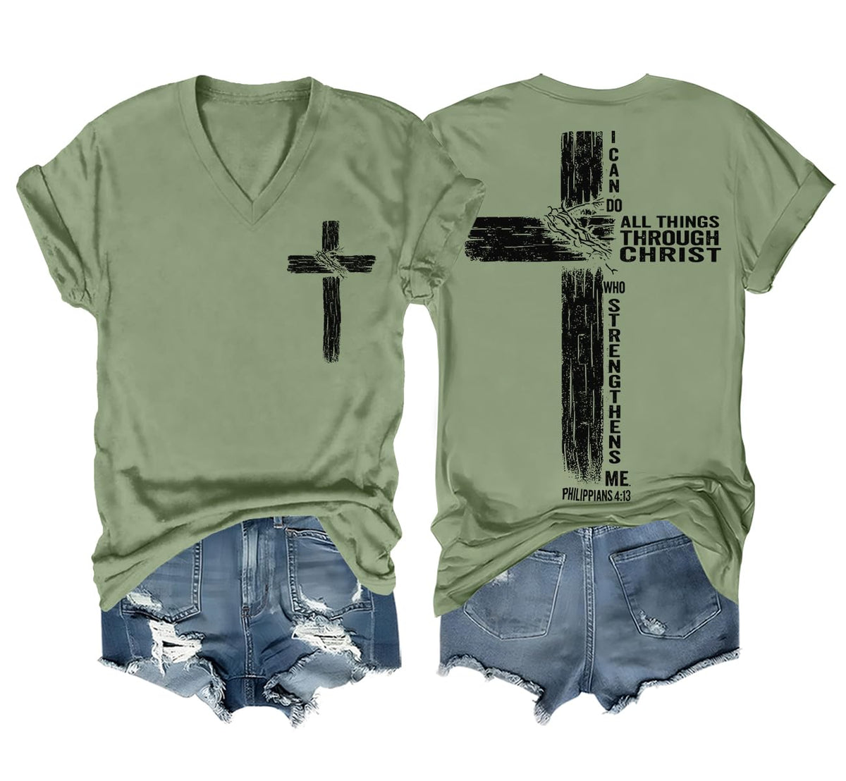 Christian Shirts for Men Women I Can Do All Things Through Christ Philippians 4:13 Religious Faith Cross Shirt