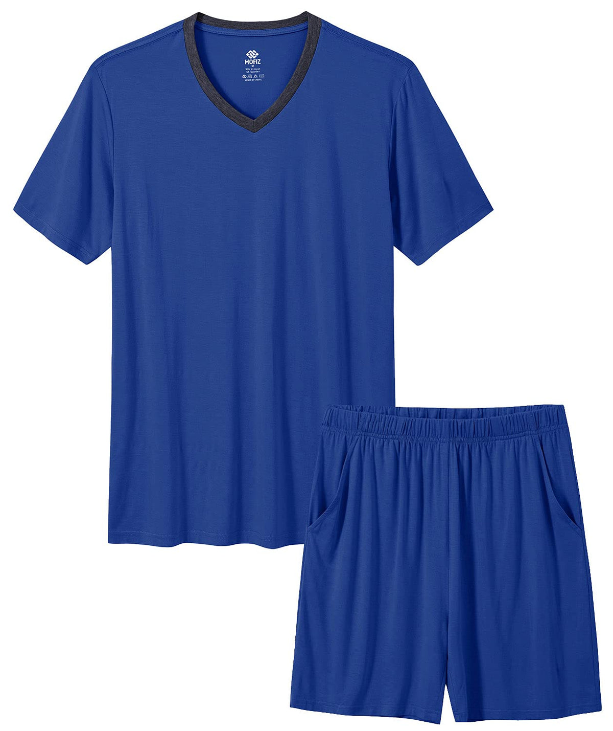 MoFiz Mens Pajamas Set Short Sleeve PJ's Sleep Lounge Sleepwear Cool Pyjama Summer Sets Comfortable Lightweight
