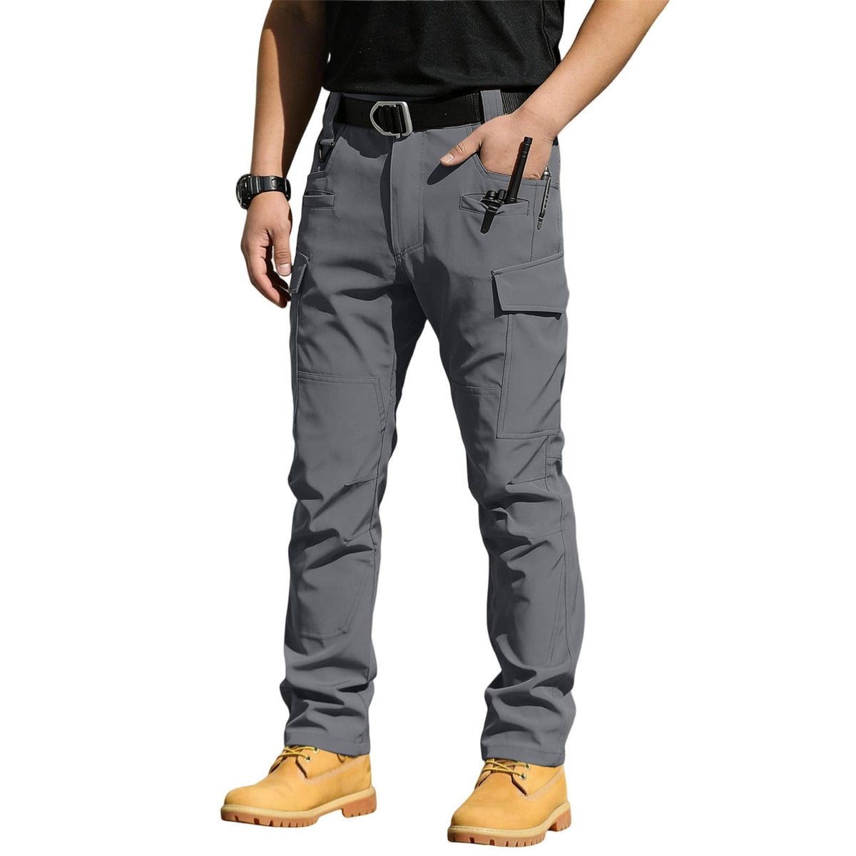 Mens Cargo Pants Water Resistant Relaxed Fit Hiking Work Pants Multi Pockets Ripstop Flex Baggy Camo Tactical Pant