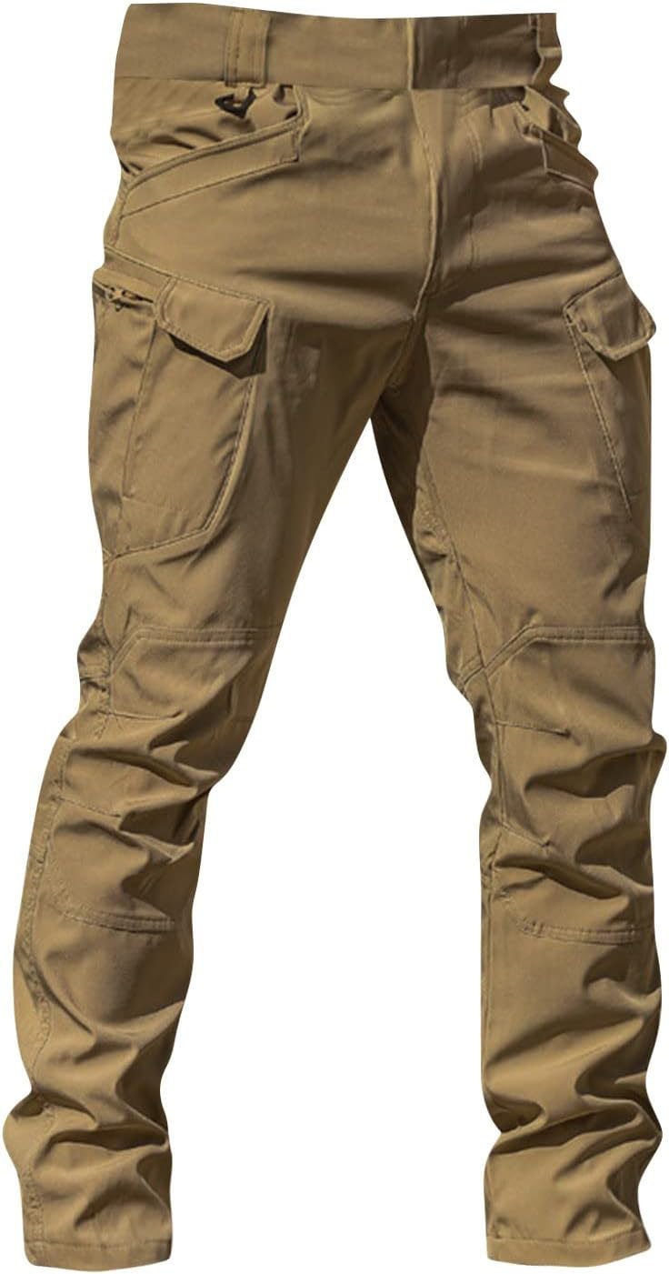 Mens Cargo Pants Water Resistant Relaxed Fit Hiking Work Pants Multi Pockets Ripstop Flex Baggy Camo Tactical Pant