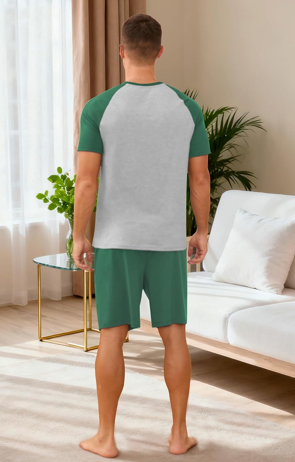 NITAGUT Mens Pajama Set Summer 2 Piece Loungewear Short Sleeve Pjs